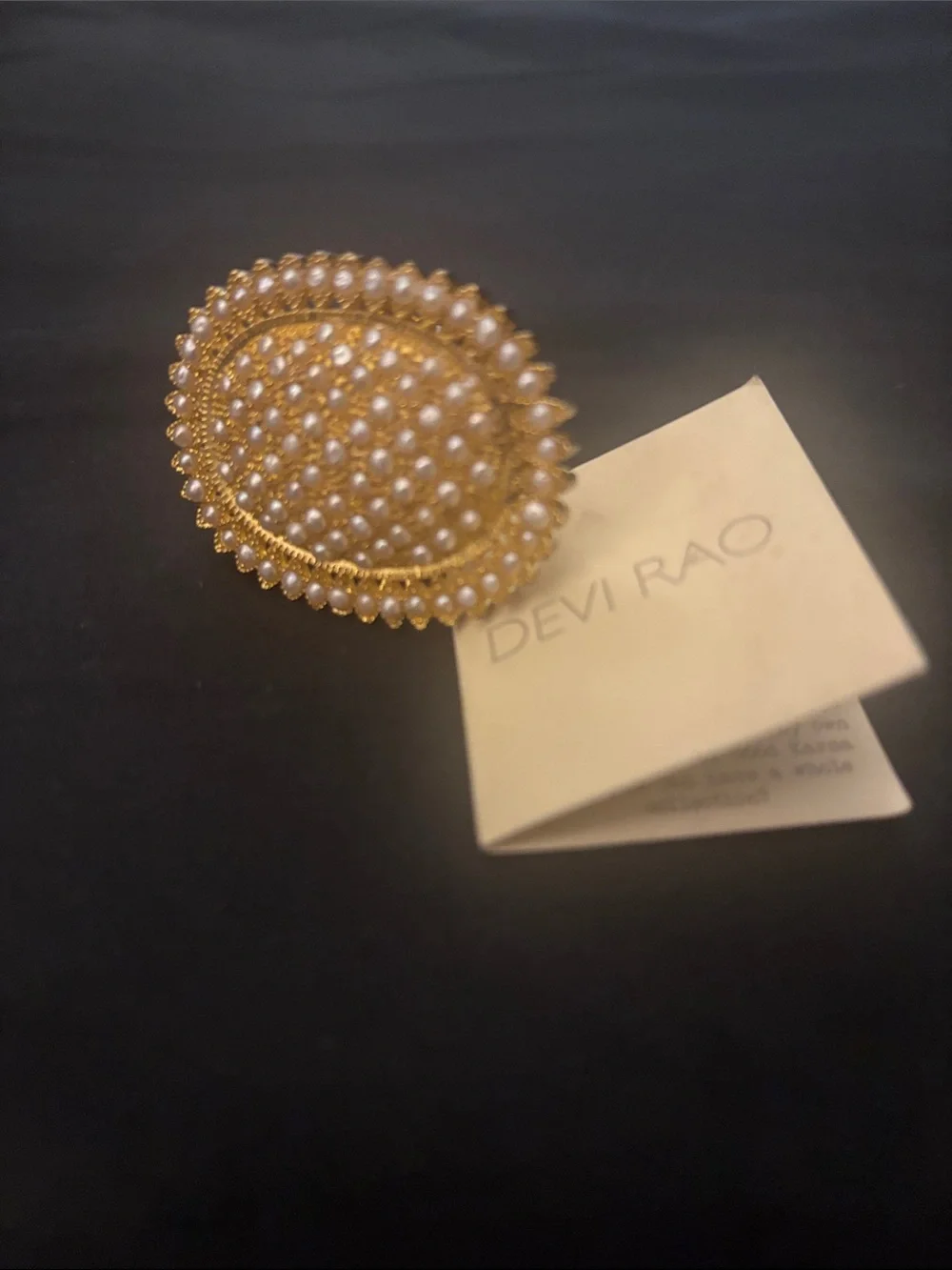 Devi Rao Gold Dipped Pearl Cluster Statement Ring